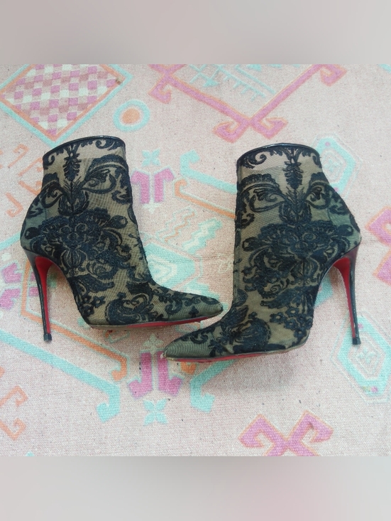 Christian Louboutin Shoes - Christian Louboutin Black Mesh Lace Gipsy Ankle Boot